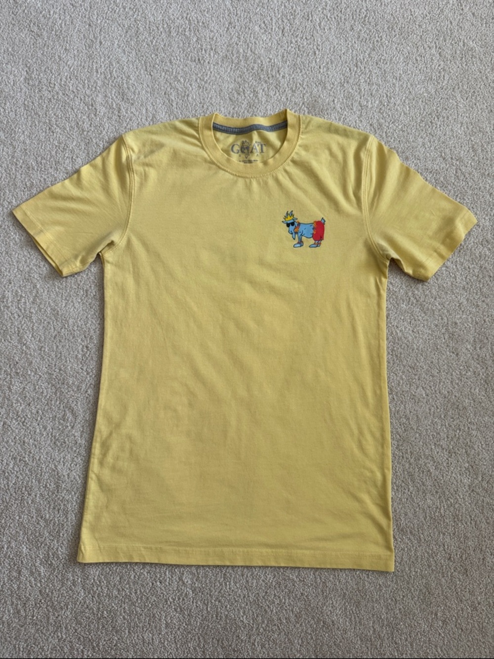 GOAT USA Yellow Short-Sleeve Crewneck Tee with Small Chest Graphic